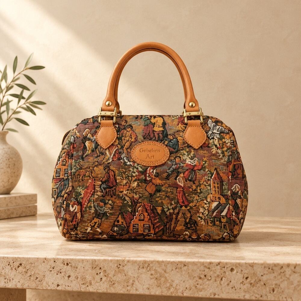 The Heritage Collection: Vintage French Gobelins Art Woven Tapestry Satchel